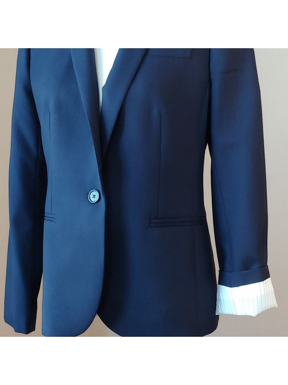 J. Crew Fine Wool Super 120s Button Blazer Coat in Navy Blue Women's size 8 - Picture 14 of 16